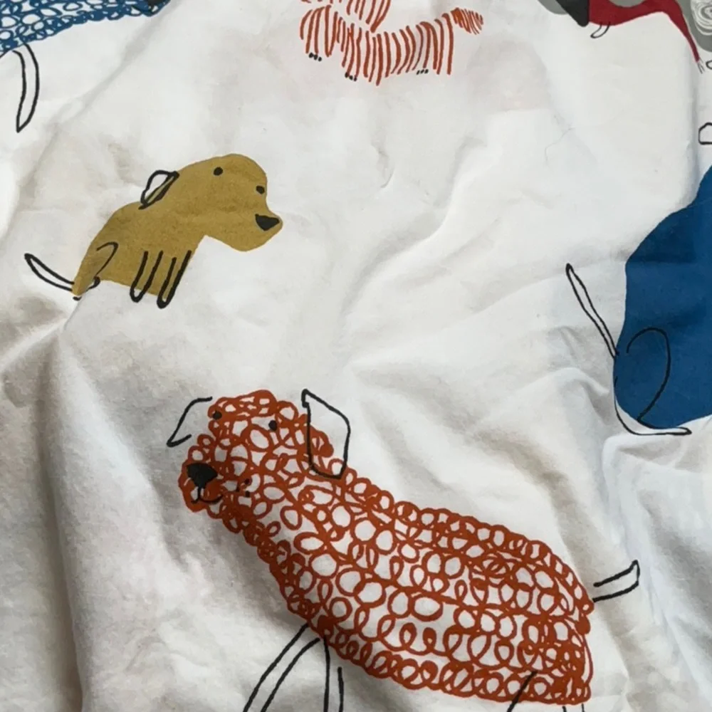The Company Store Whimsical Dog Print queen flat sheet